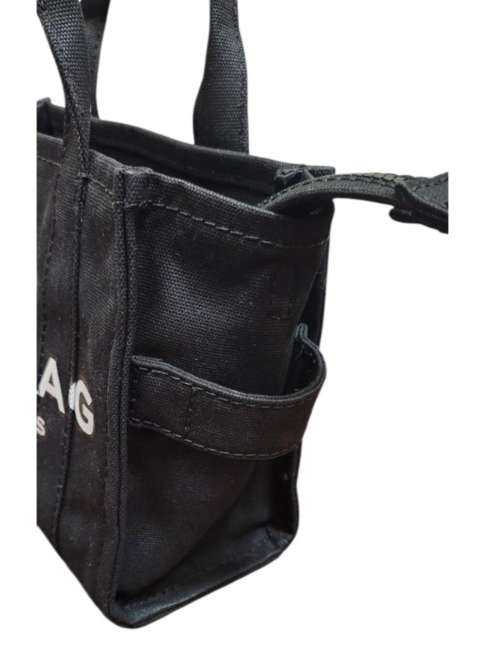 Marc Jacobs The Terry Mini Tote Bag Black Canvas Logo Handbag  100% Authentic - Picture 7 of 16